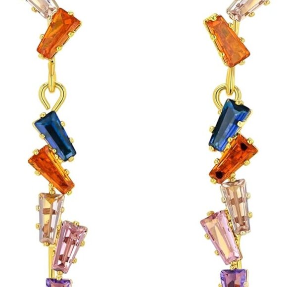 Jewelry - Colorful Gemstone Drop Earrings Hypoallergenic Gold Plated Jewelry Gift